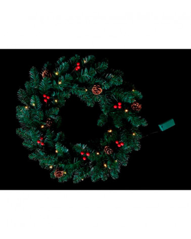 Comprar CORONA DE NAVIDAD DECORACION PIÑAS BOLITAS ROJAS 20 LEDS 0