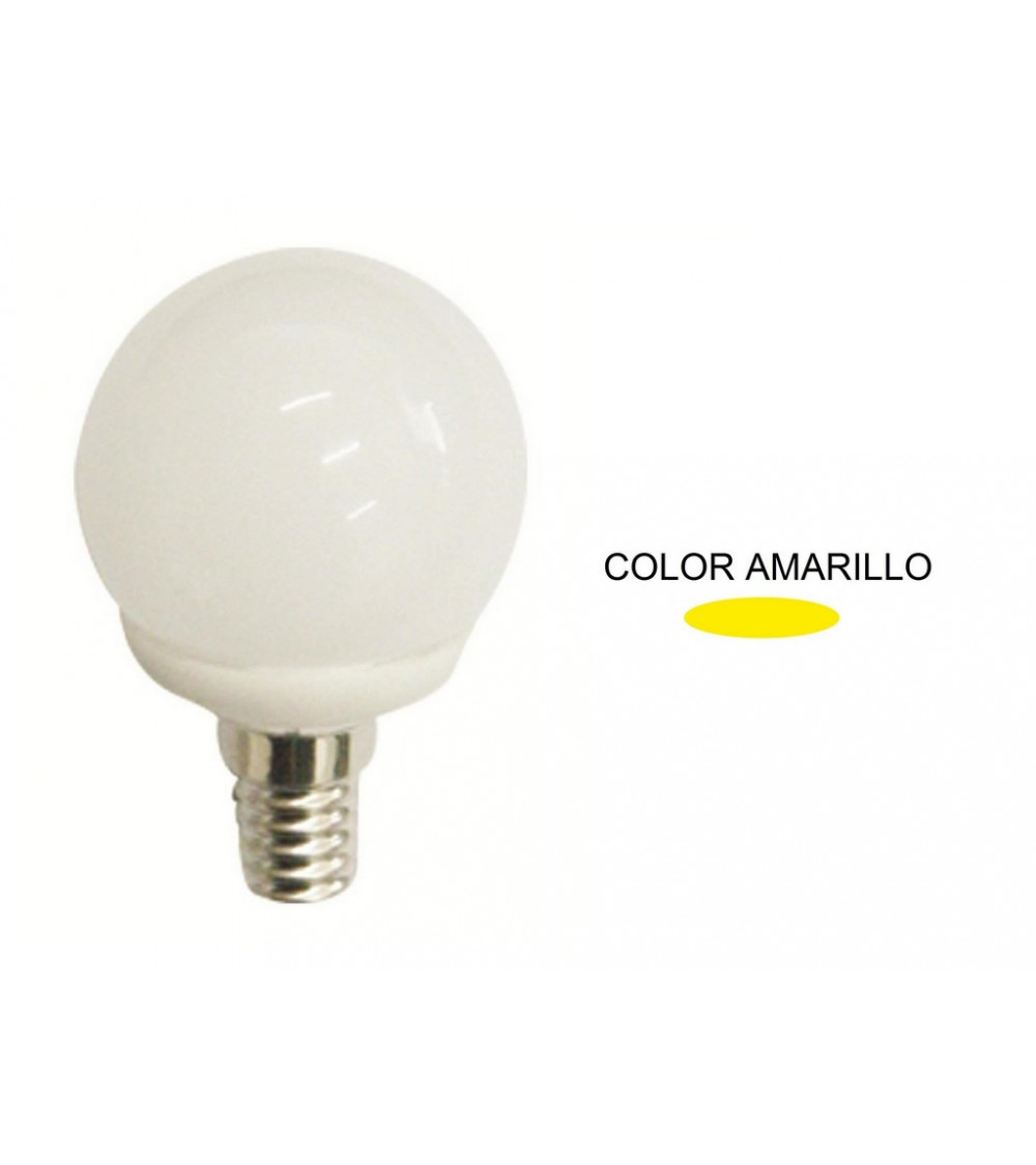 Comprar LAMPARA ESFERICA LED AMARILLA E14 4W 270º 230V en España