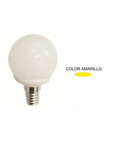 Comprar LAMPARA ESFERICA LED AMARILLA E14 4W 270º 230V en España