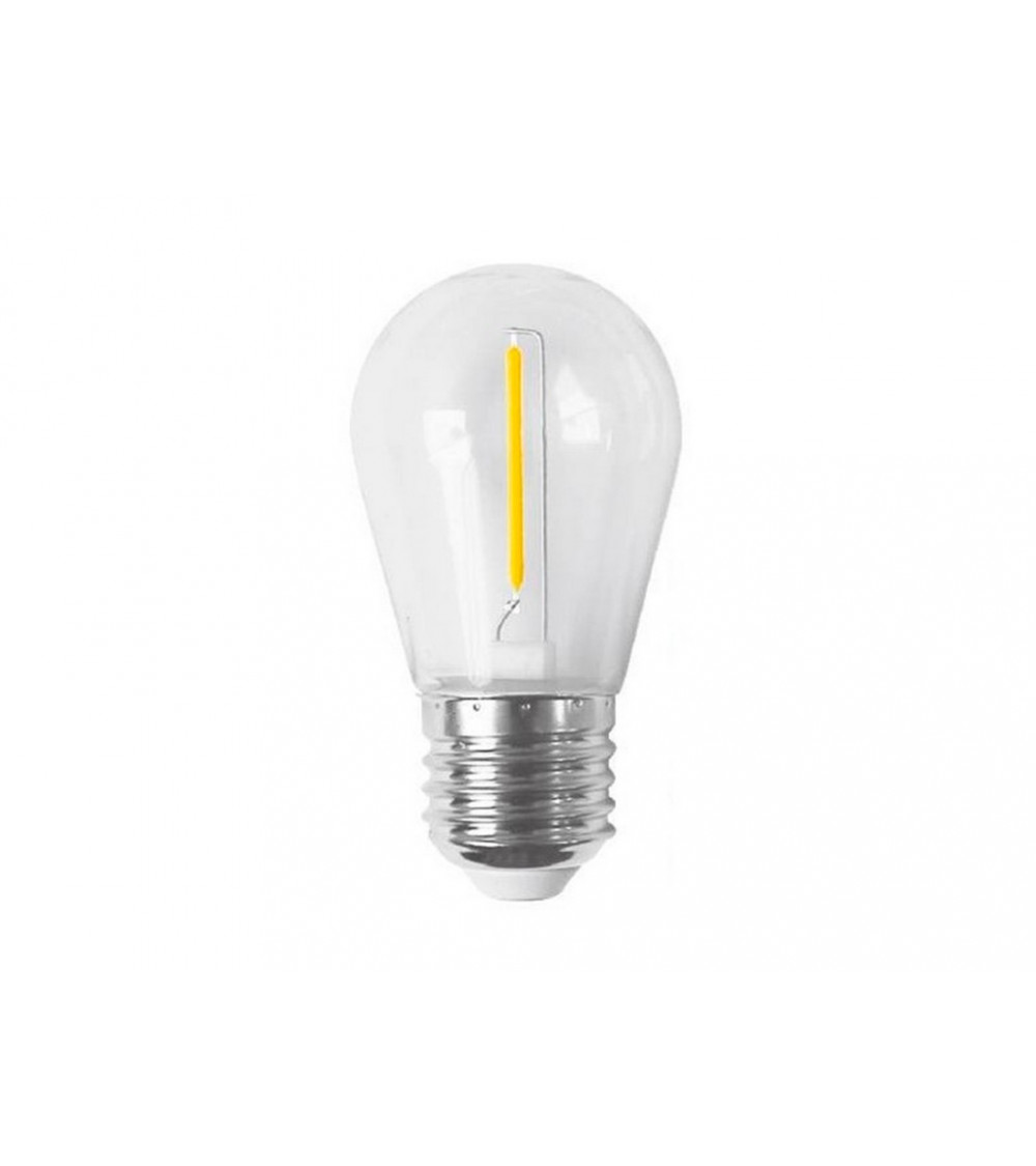 Comprar LAMPARA LED FILAMENTO BLANCO CALIDO ESPECIAL GUIRNALDA DE GOMA E27 1W 300º en España