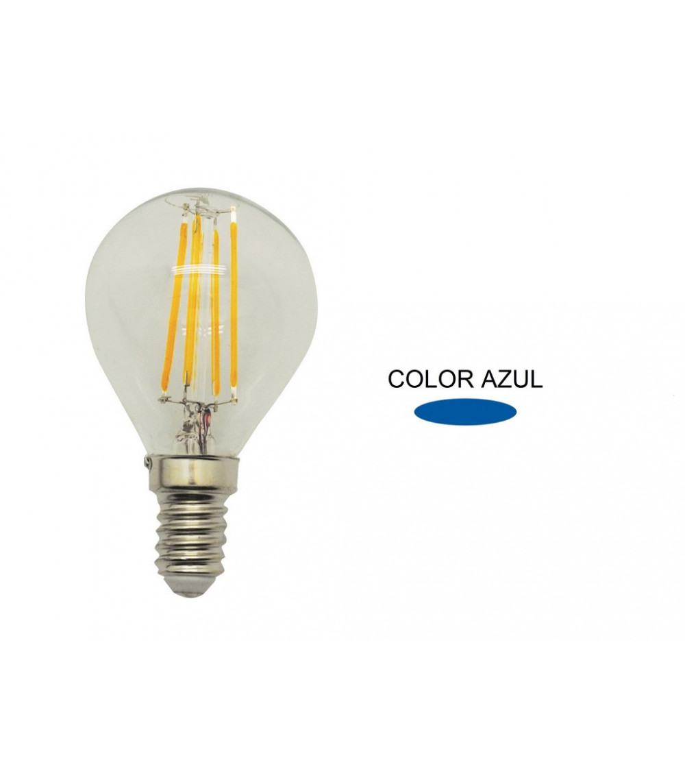 Comprar LAMPARA ESFERICA FILAMENTO LED AZUL E14 1