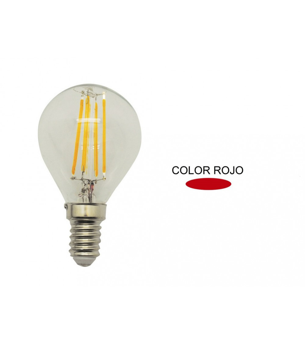 Comprar LAMPARA ESFERICA FILAMENTO LED ROJA E14 1