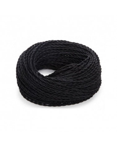 Comprar CABLE ELÉCTRICO TEXTIL TRENZADO SEDA 2x0,75 mm NEGRO, VENTA POR METROS en España.