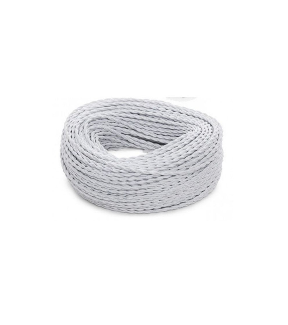 Comprar CABLE ELÉCTRICO TEXTIL TRENZADO SEDA 2x0,75 mm BLANCO, VENTA POR METROS en España.