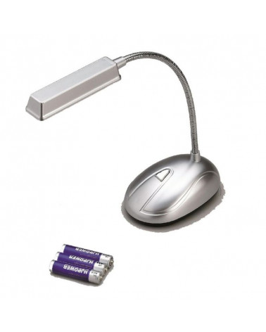 FLEXO LED MINI BATERIAS + USB PLATA 1W 6500K 100º 230V incluye 3 pilas AAA
